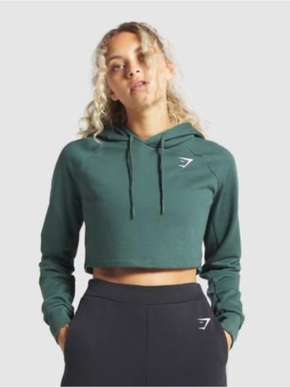 Gymshark Training Cropped Sweater Green Size Small